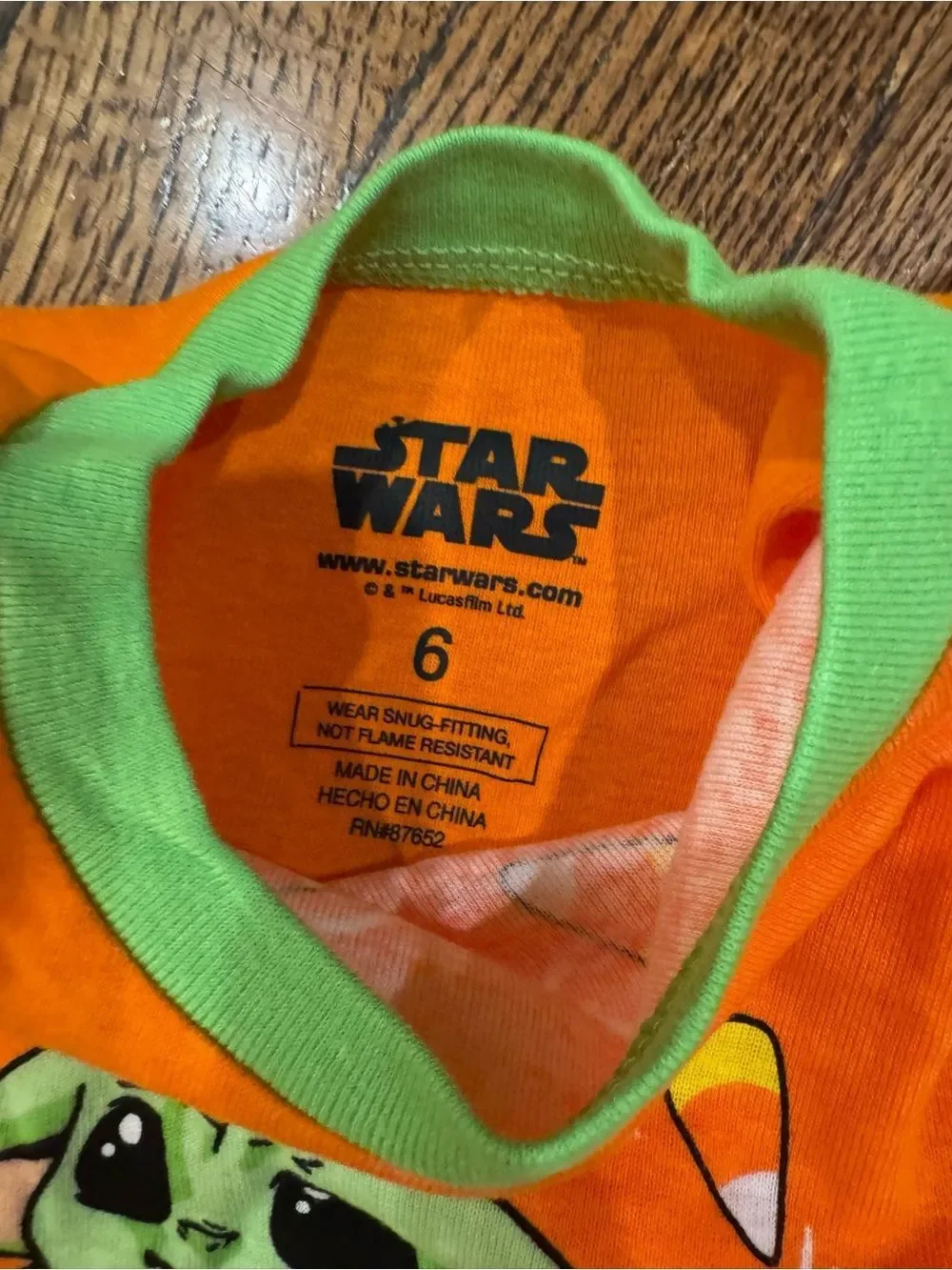 NWT New STAR WARS Yoda Mandalorian Halloween Kids Orange Candy Pajama Set 6 8